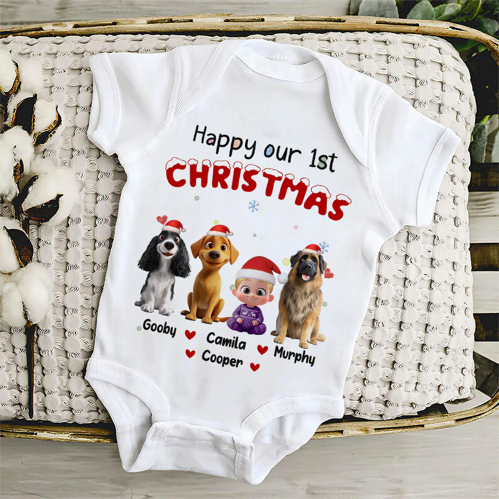 Our Christmas With New Friends - Personalized Custom Baby Onesie - Image 4