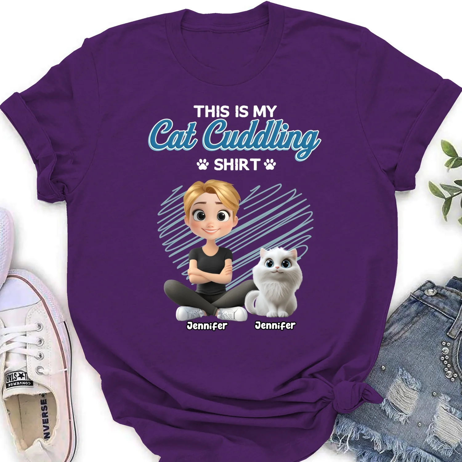 Our Cudding Cute Shirt Ver Cat - Personalized Custom Women's T-Shirt - Image 10