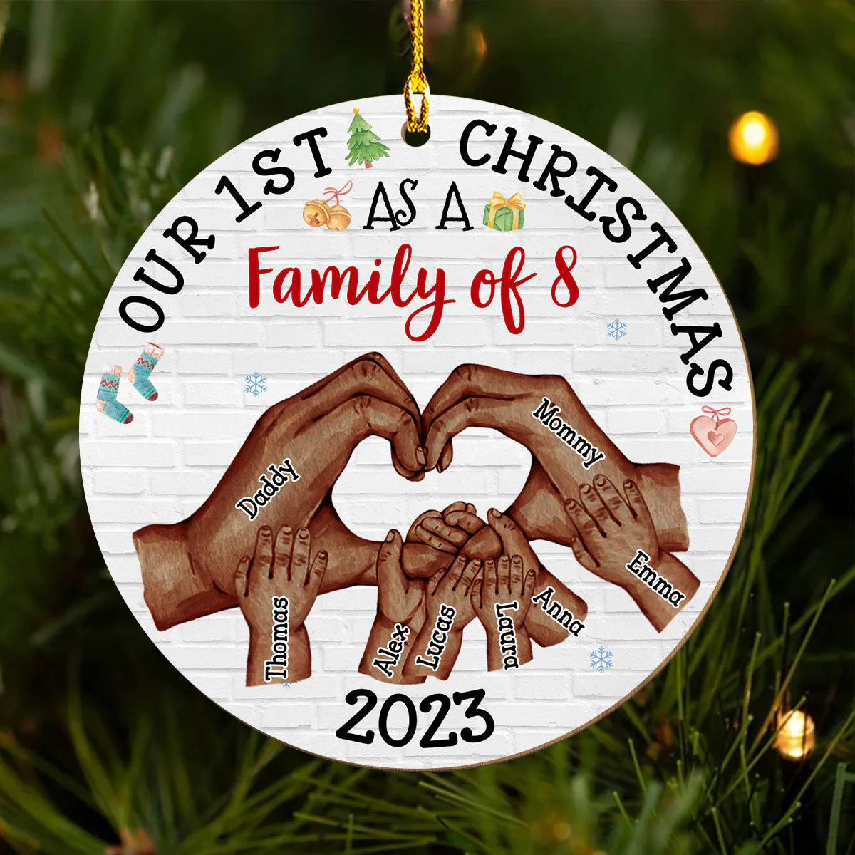 Our First Christmas - Personalized Custom 1-layered Wood Ornament - Image 4