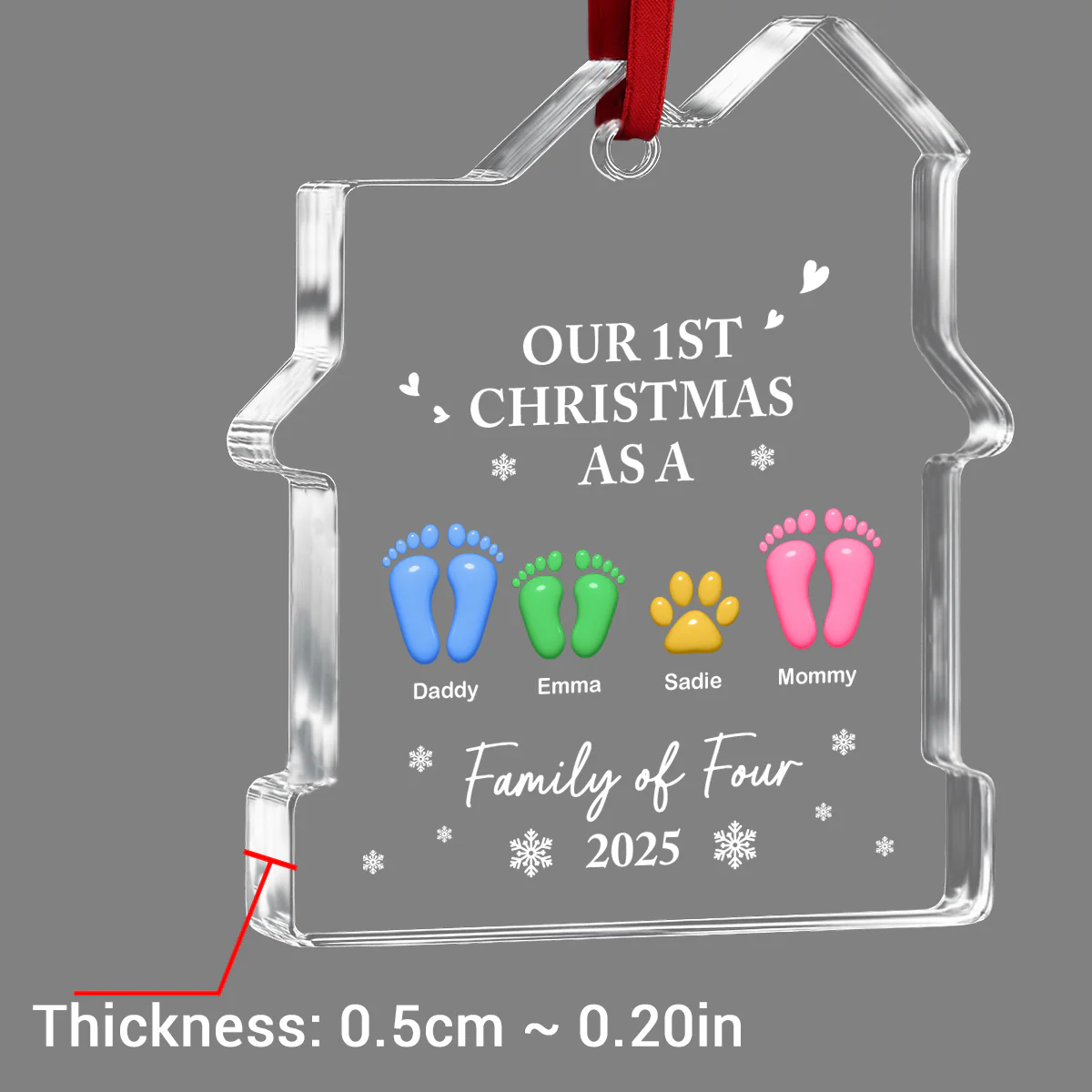 Our First Holiday Season As One - Personalized Custom House Shaped Glass Ornament - Image 5