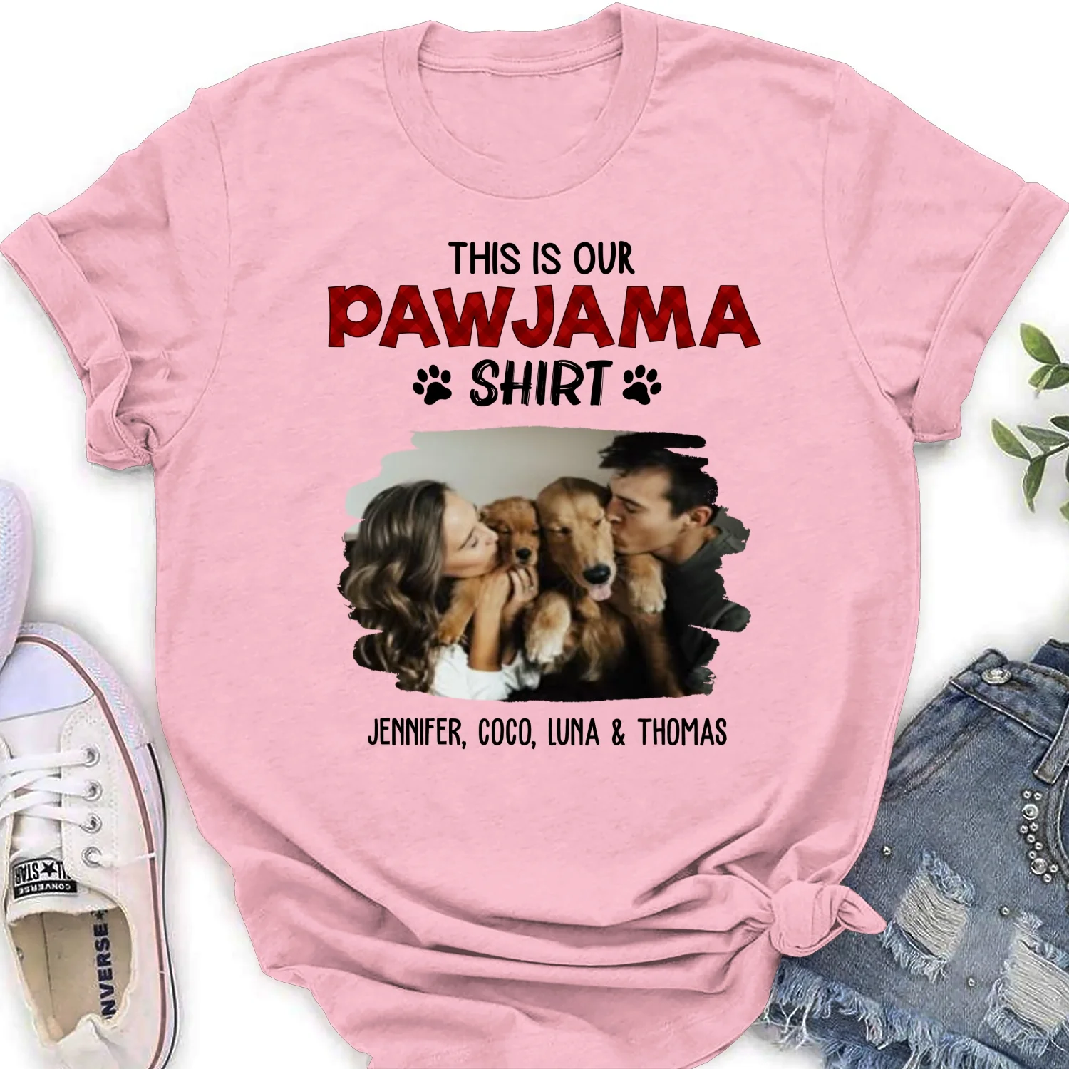 Our Pawjama Shirt New Style Photo - Personalized Custom Women's T-Shirt - Image 8
