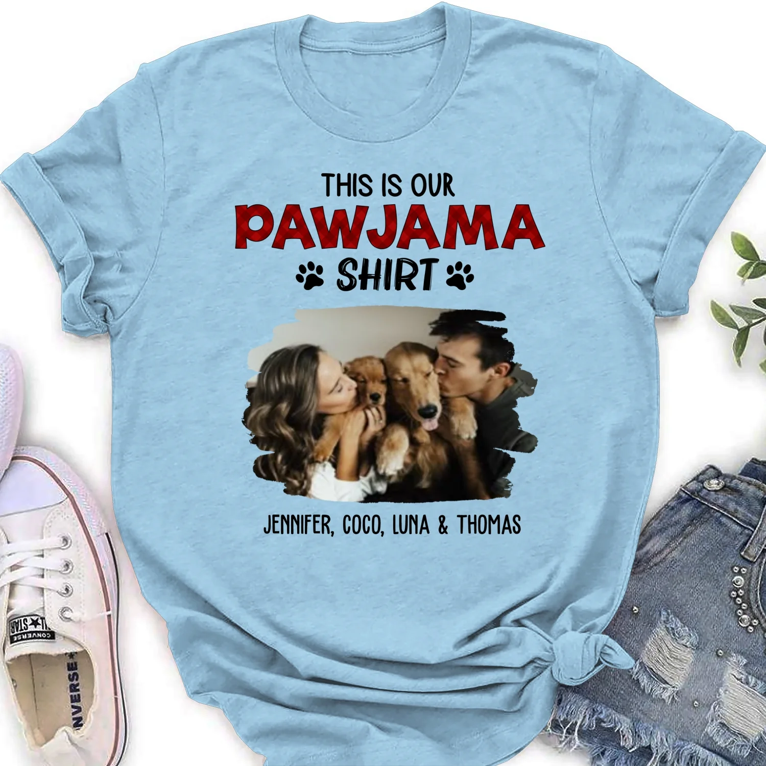 Our Pawjama Shirt New Style Photo - Personalized Custom Women's T-Shirt - Image 9