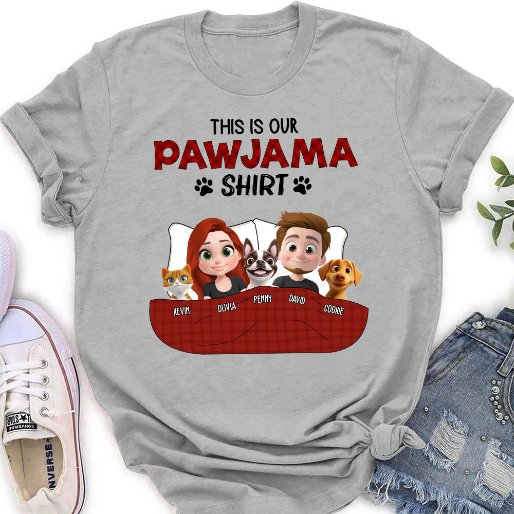 Our Pet Pawjama Shirt New Style - Personalized Custom Women T-Shirt - Image 2