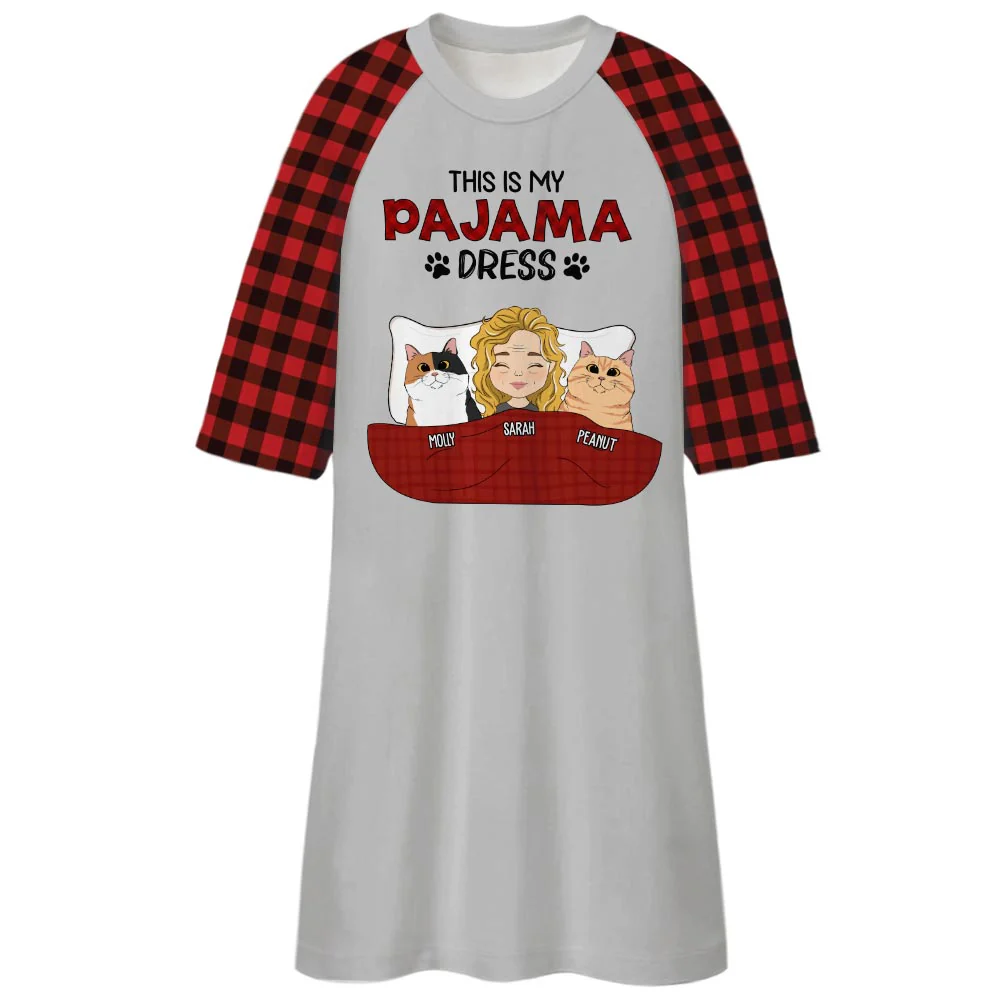 Pajama Dress - Personalized Custom 3/4 Sleeve Dress - Image 3