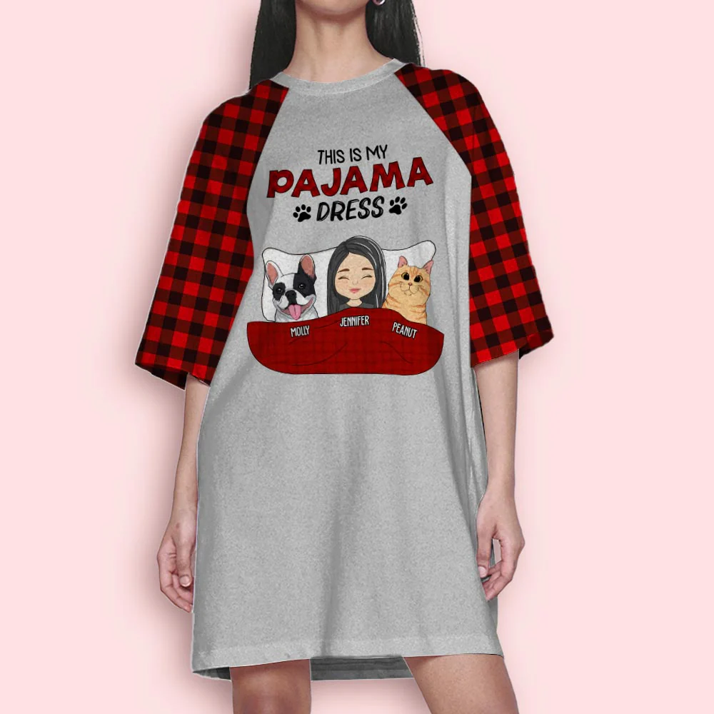 Pajama Dress - Personalized Custom 3/4 Sleeve Dress - Image 4