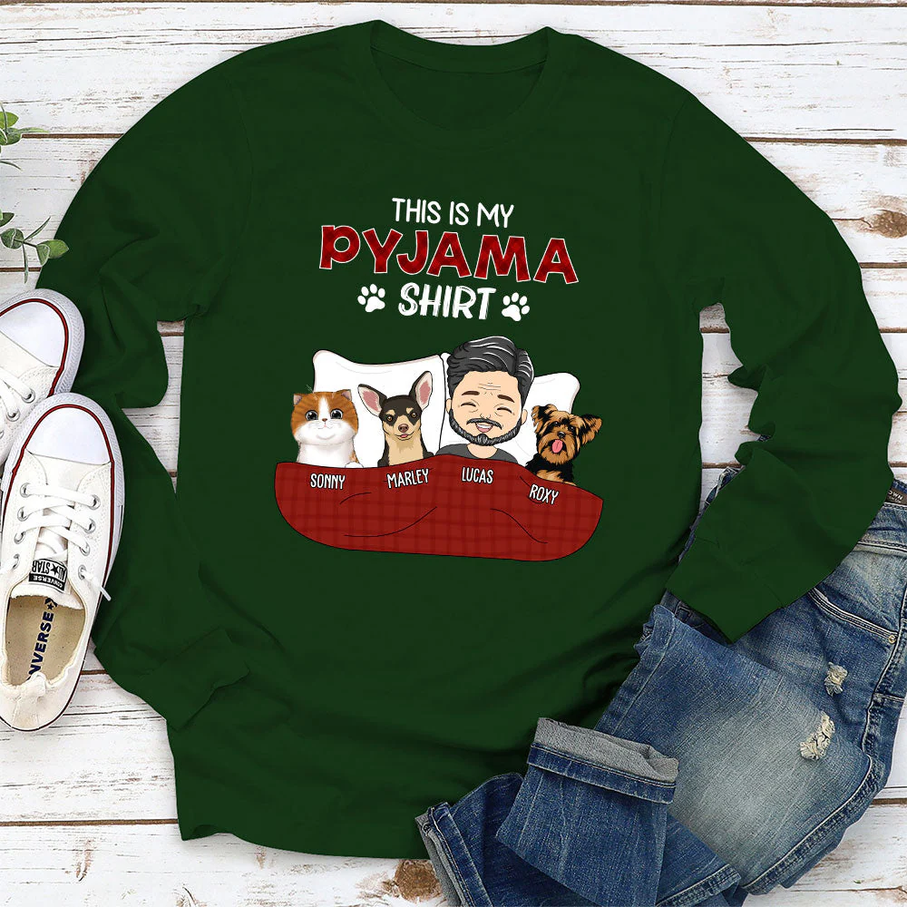 Pajama Shirt Version 2 - Personalized Custom Long Sleeve T-shirt - Image 6