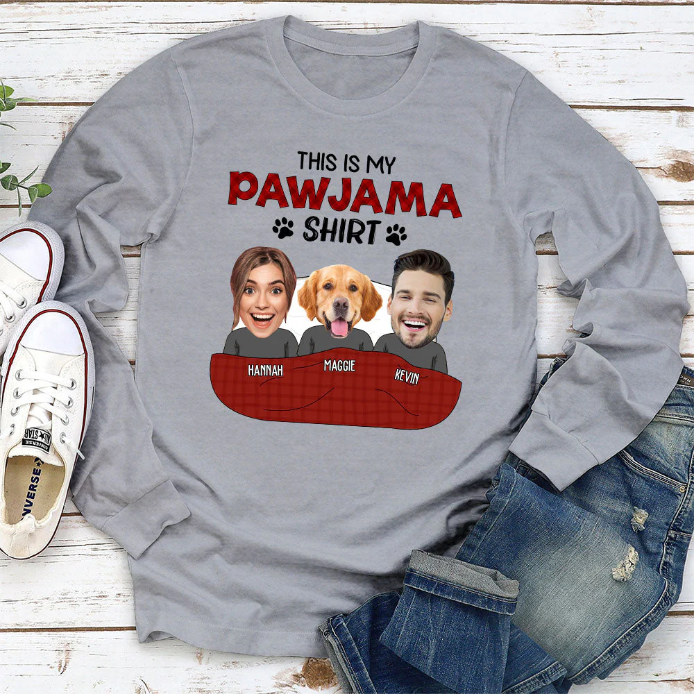 Pajama Shirt Photo - Personalized Custom Long Sleeve T-shirt - Image 2
