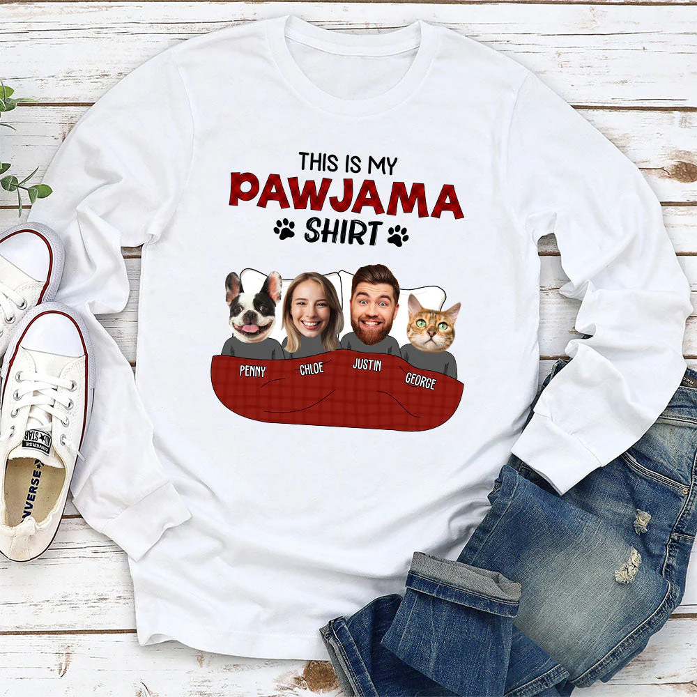 Pajama Shirt Photo - Personalized Custom Long Sleeve T-shirt - Image 3