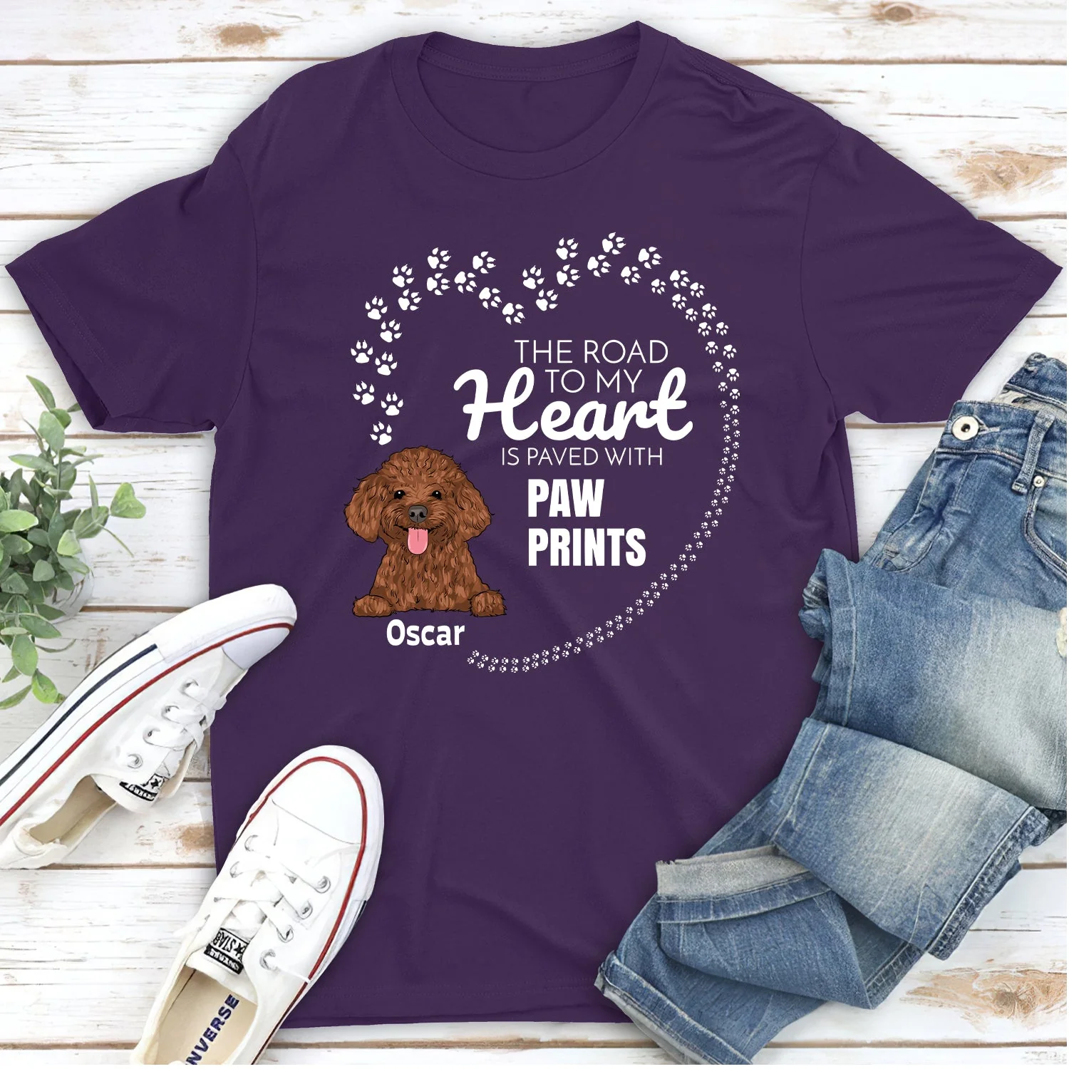 Paved With Pawprints - Personalized Custom Unisex T-shirt - Image 2
