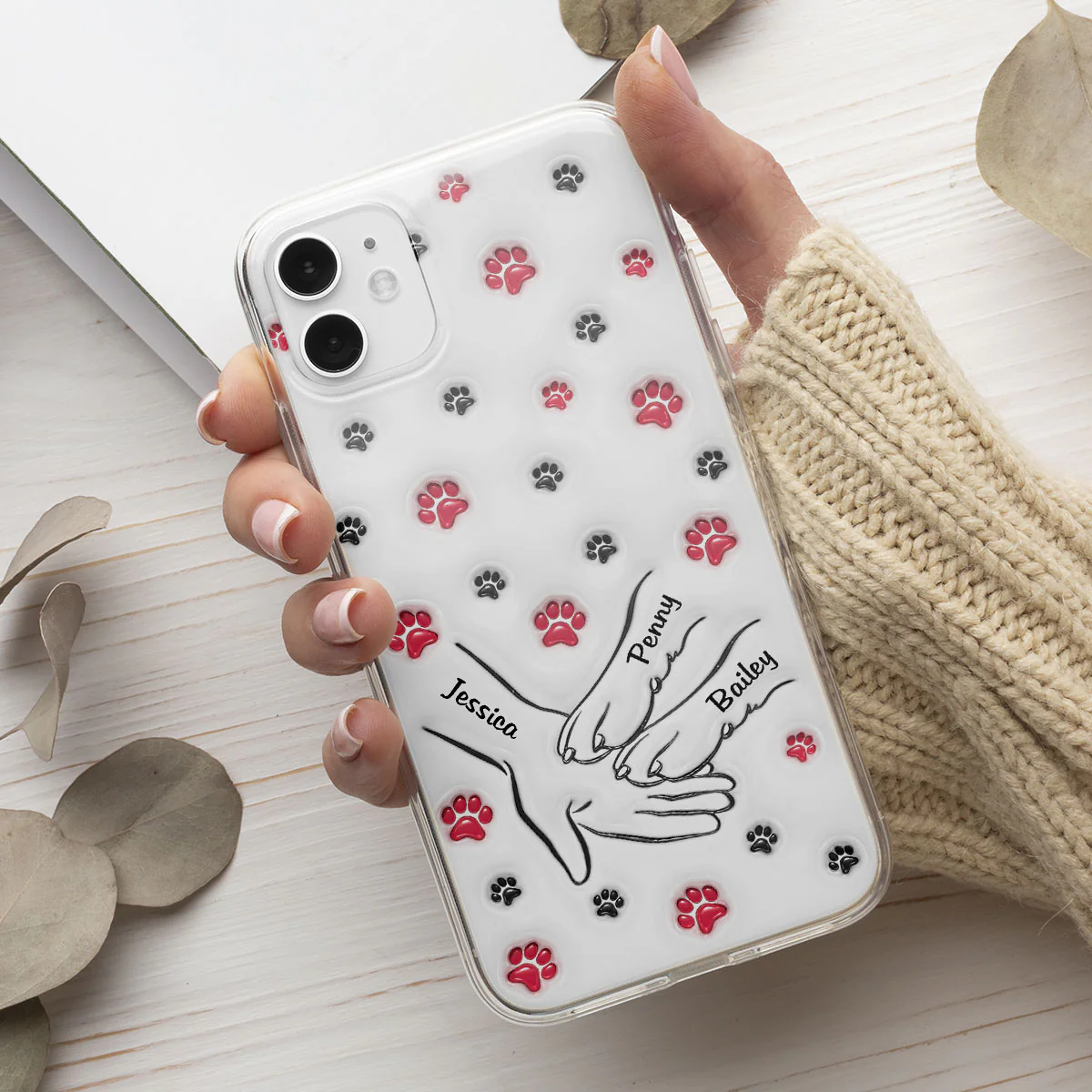 Paw And Hand - Personalized Custom 3D Inflated Effect Phone Case - Image 2