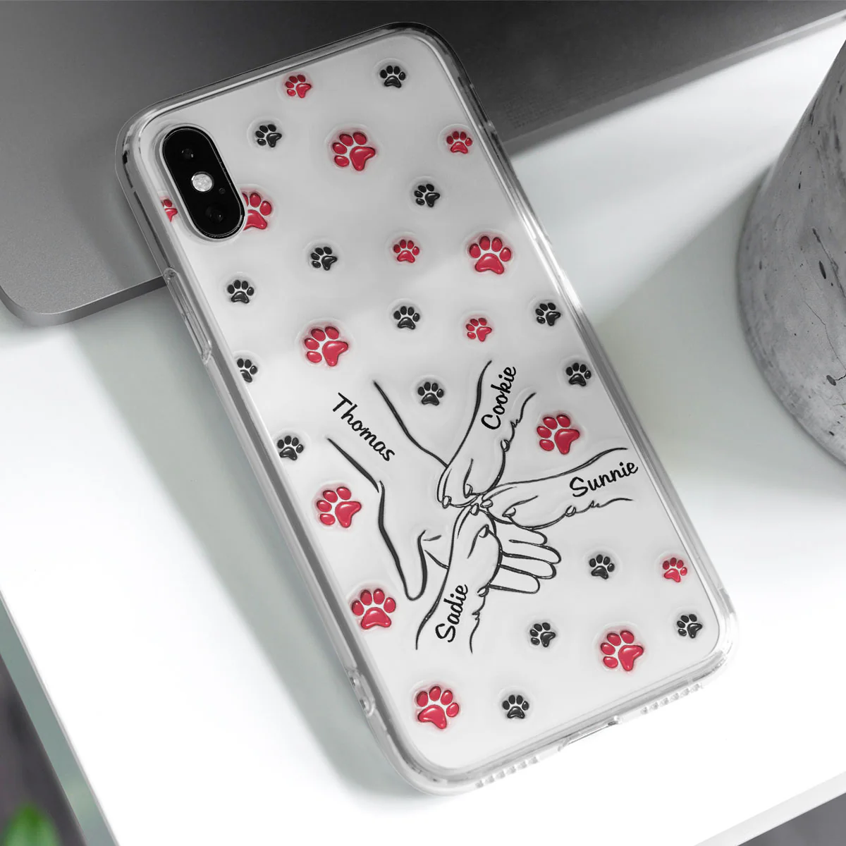 Paw And Hand - Personalized Custom 3D Inflated Effect Phone Case - Image 3
