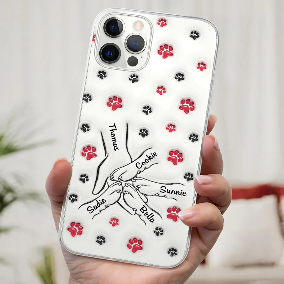 Paw And Hand - Personalized Custom 3D Inflated Effect Phone Case - Image 4