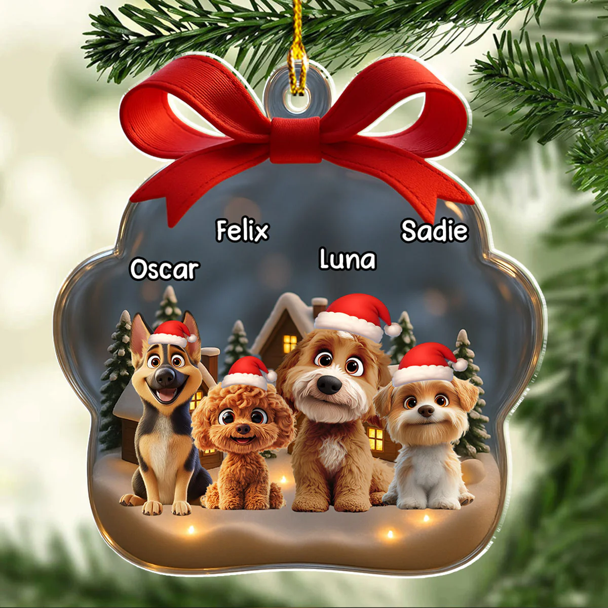Paw In Snow - Personalized Custom Acrylic Ornament - Image 4