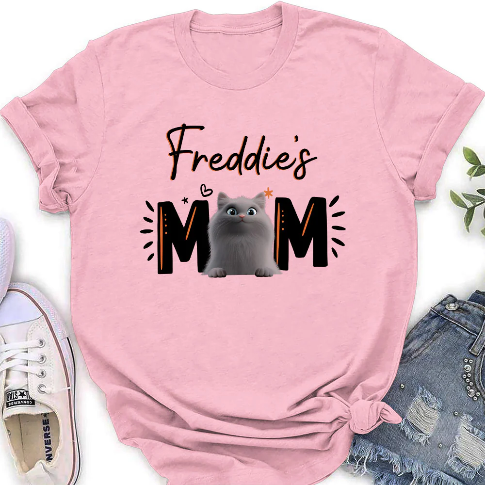 Paw Mom Of Cat - Personalized Custom Women's T-Shirt - Image 5