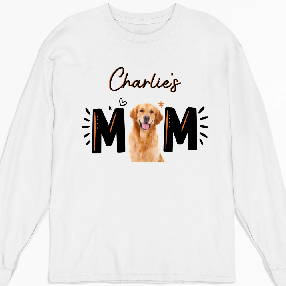 Paw Mom Photo - Personalized Custom Long Sleeve T-Shirt - Image 2