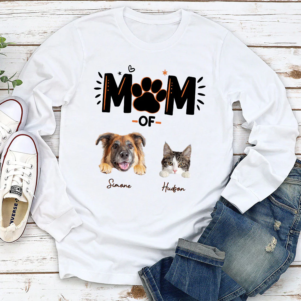 Paw Mom Version 2 Photo - Personalized Custom Long Sleeve T-shirt