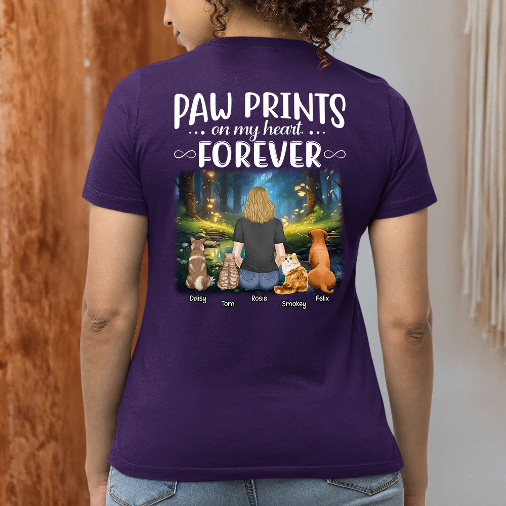 Paw Prints Forever - Personalized Custom Women's T-shirt - Image 4