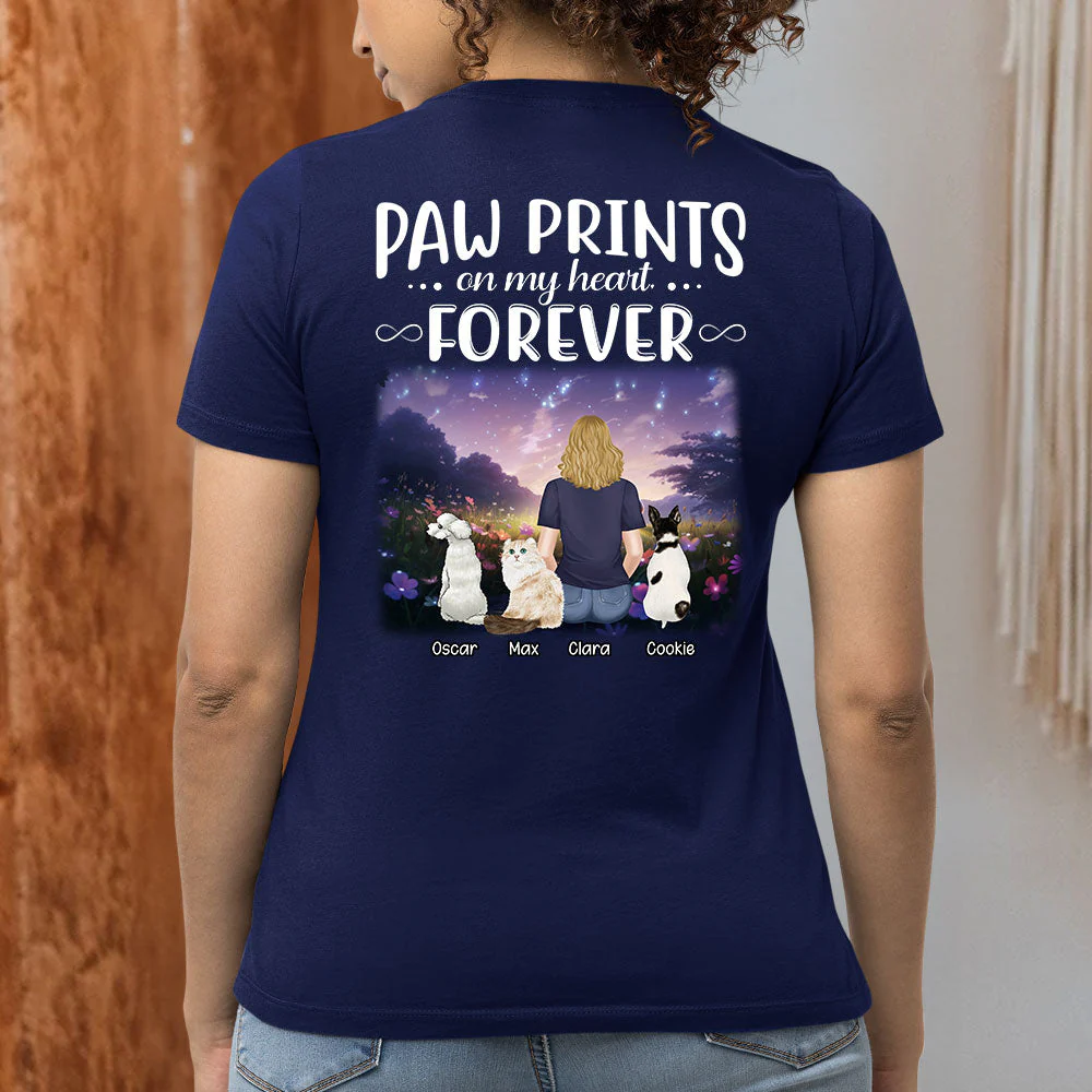 Paw Prints Forever - Personalized Custom Women's T-shirt - Image 5