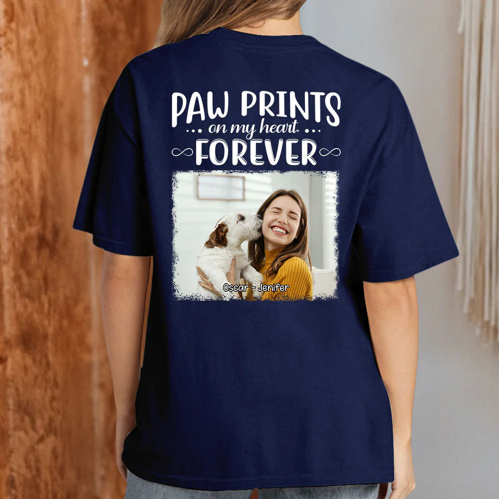 Paw Prints Forever Photo - Personalized Custom Premium T-shirt - Image 2