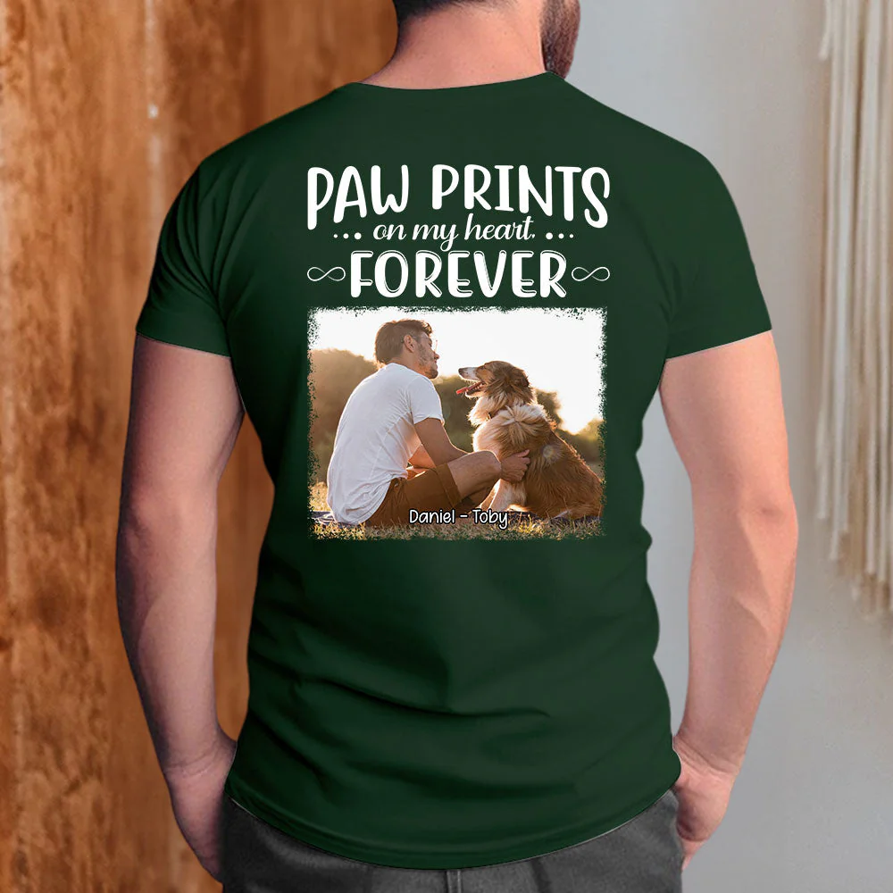 Paw Prints Forever Photo - Personalized Custom Premium T-shirt - Image 5