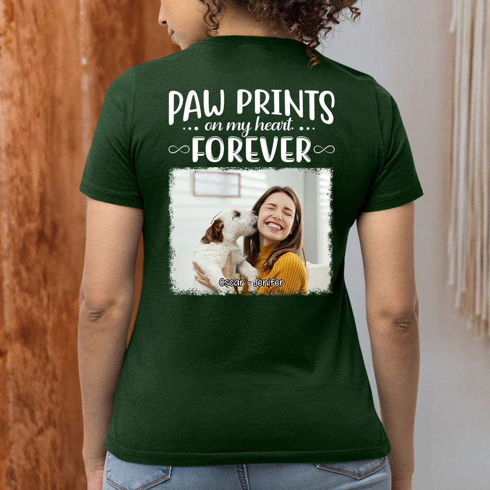 Paw Prints Forever Photo - Personalized Custom Women's T-shirt - Image 5