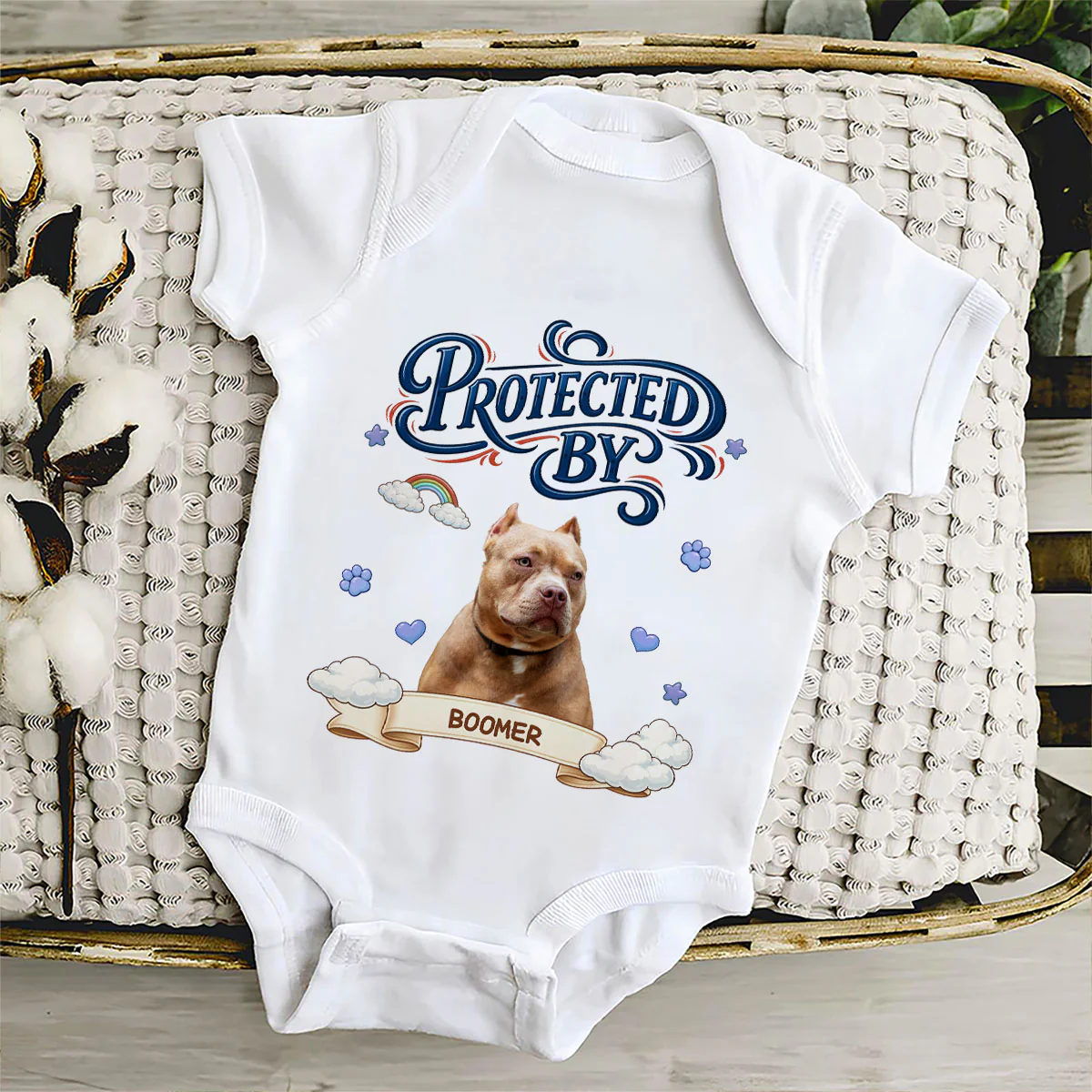 Paw Protector Photo - Personalized Custom Baby Onesie - Image 3