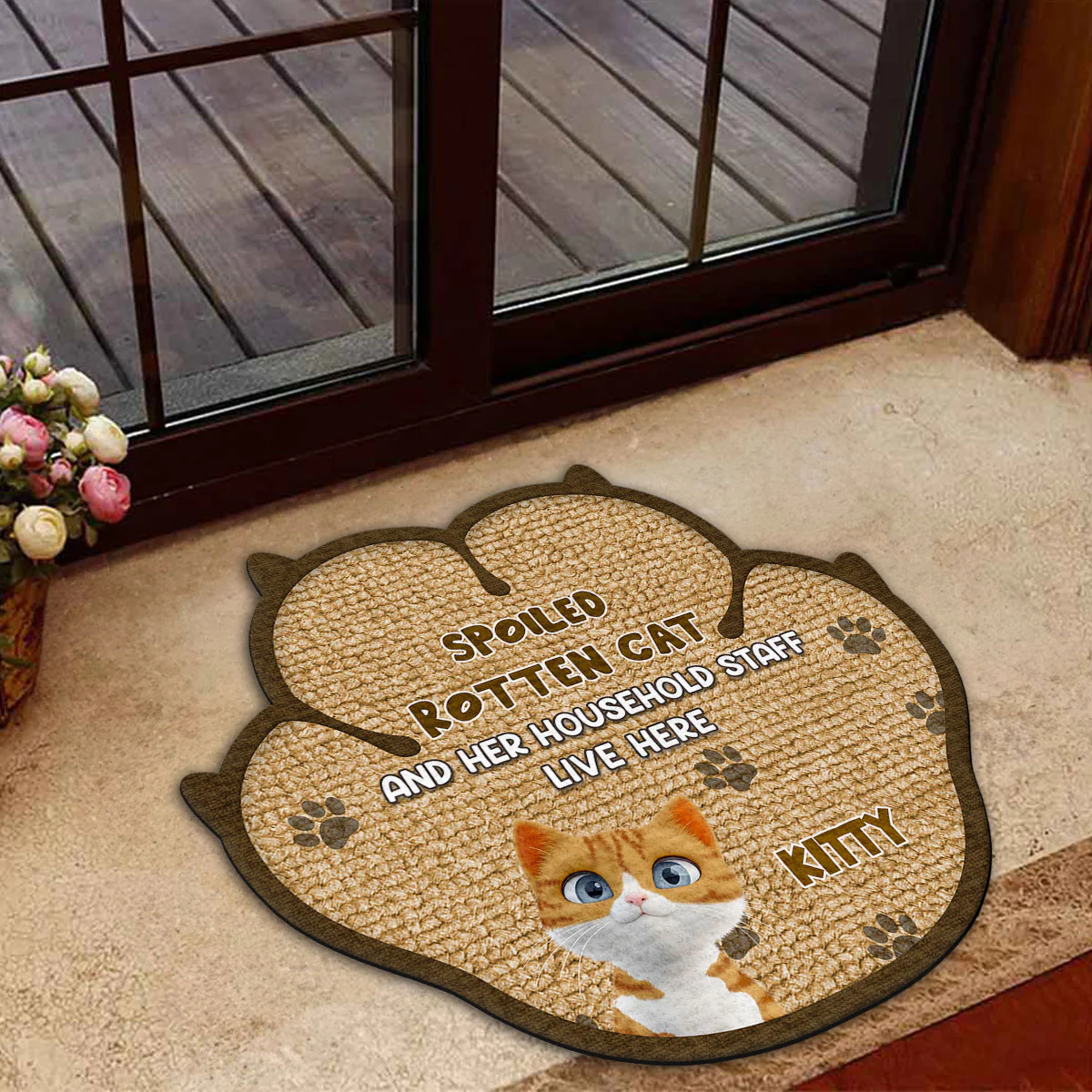 Paw Right Here With Cats - Personalized Custom Doormat - Image 3