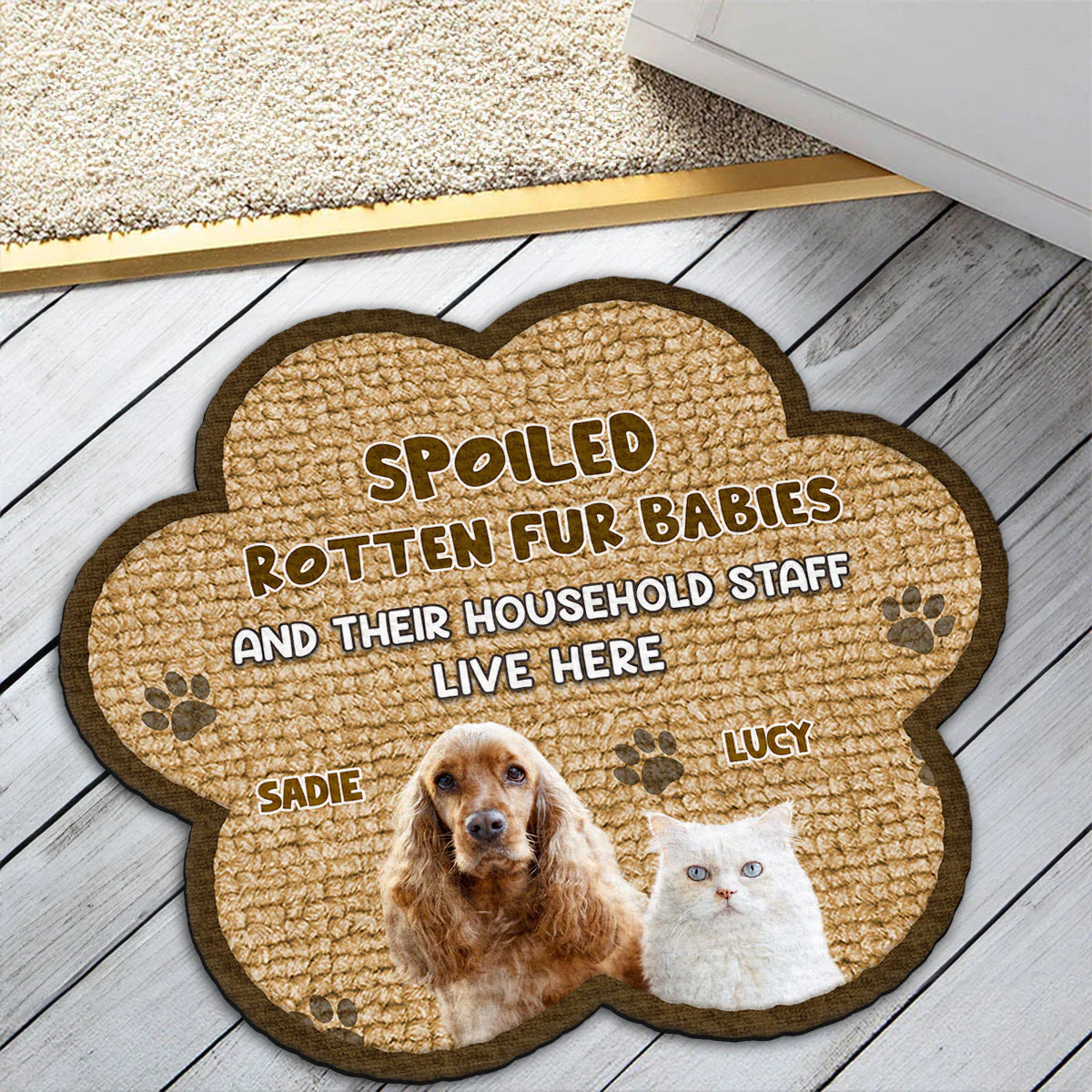 Paw Right Here With Us Photo - Personalized Custom Doormat - Image 2
