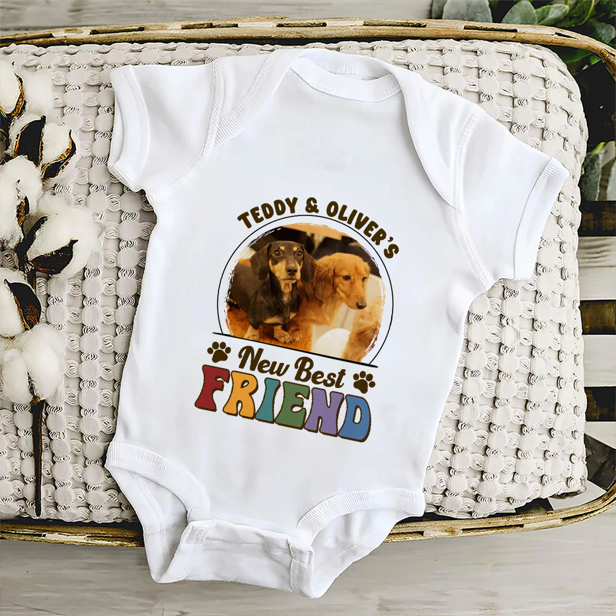 Pawfect Best Friend Photo - Personalized Custom Baby Onesie - Image 4