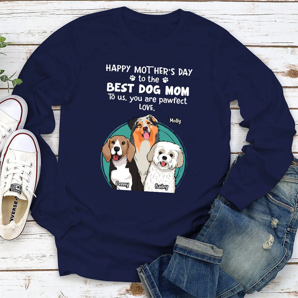 Pawfect Dog Mom - Personalized Custom Long Sleeve T-shirt - Image 3