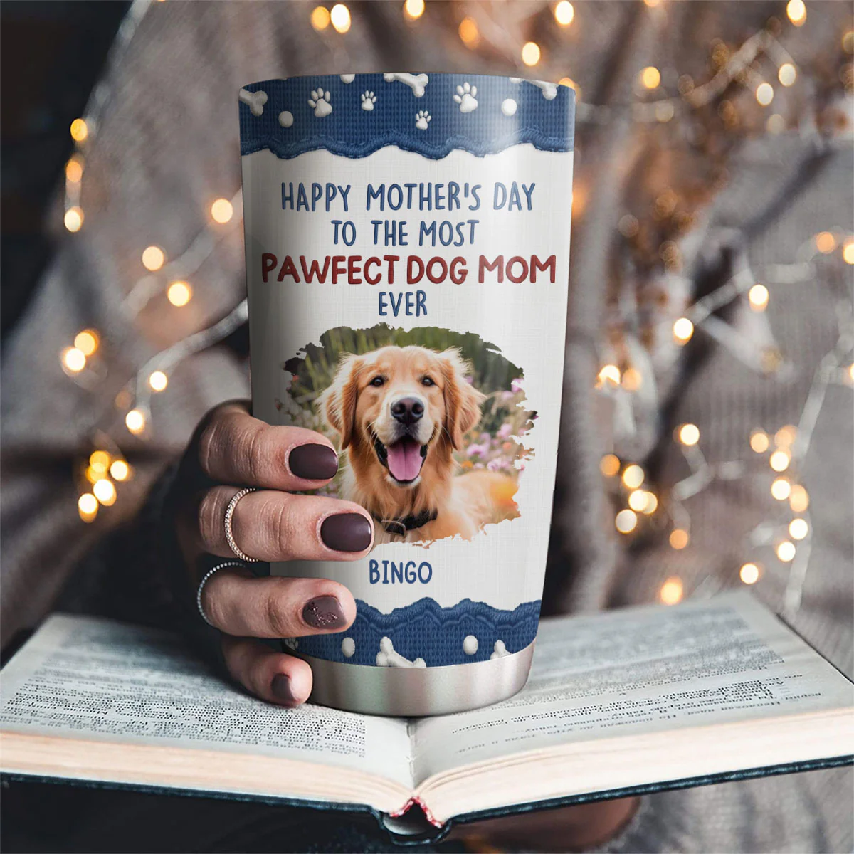 Pawfect Dog Mom Version 2 Photo - Personalized Custom Tumbler - Image 2