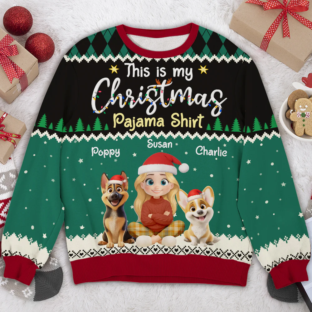Pawjama Clothing Cartoon Christmas - Personalized Custom All-Over-Print Sweatshirt - Image 2