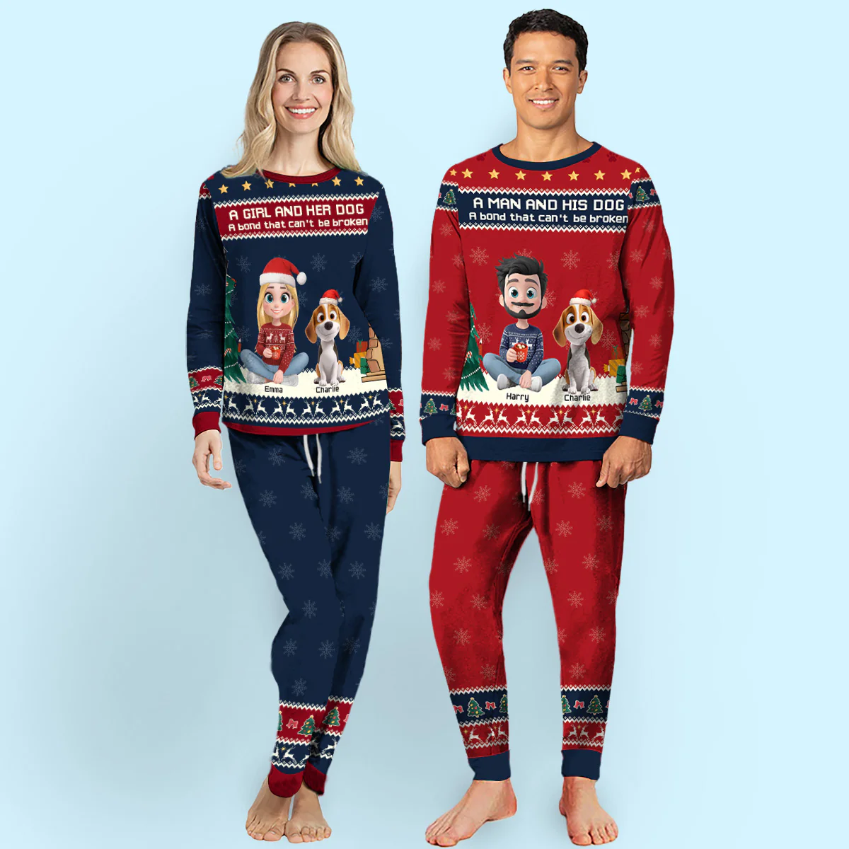 Pawjama Human And Dog Christmas  - Personalized Custom Matching Pajama Set - Image 4