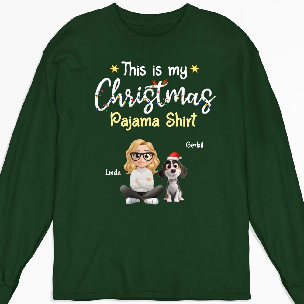 Pawjama Shirt Cartoon Christmas - Personalized Custom Long Sleeve T-shirt - Image 6