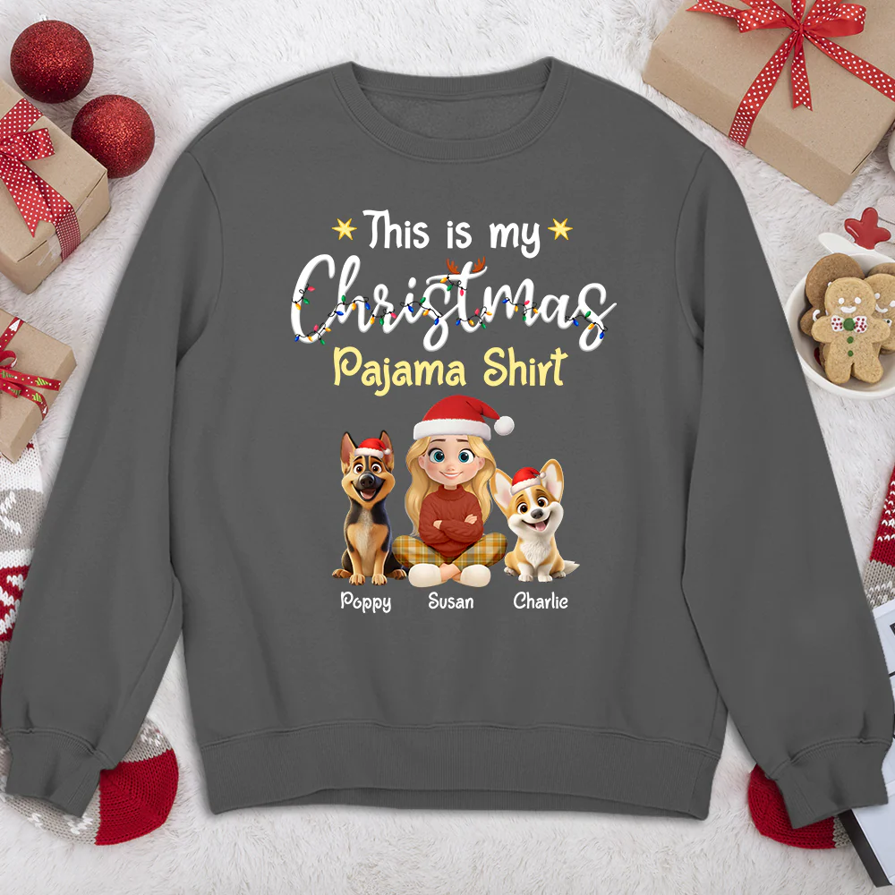 Pawjama Shirt Cartoon Christmas - Personalized Custom Sweatshirt - Image 3