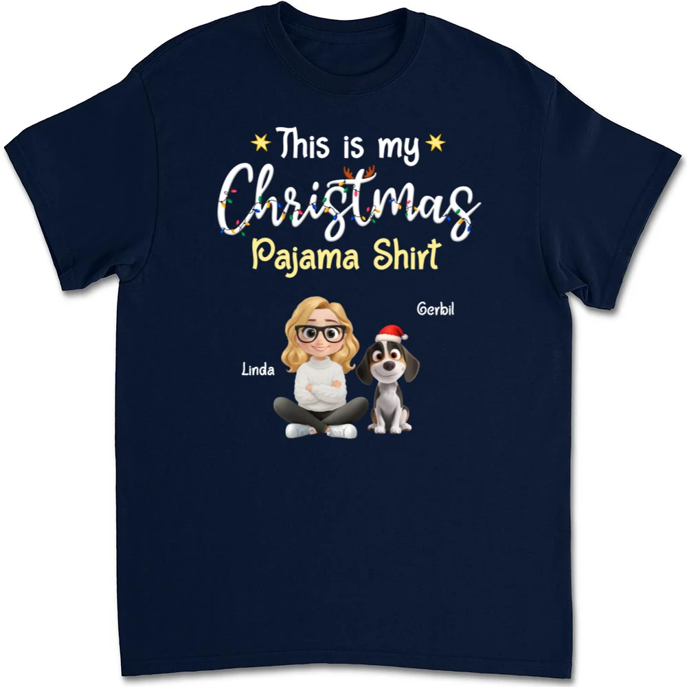 Pawjama Shirt Cartoon Christmas - Personalized Custom Unisex T-shirt - Image 7