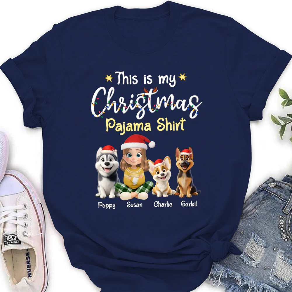 Pawjama Shirt Cartoon Christmas - Personalized Custom Women's T-shirt - Image 2