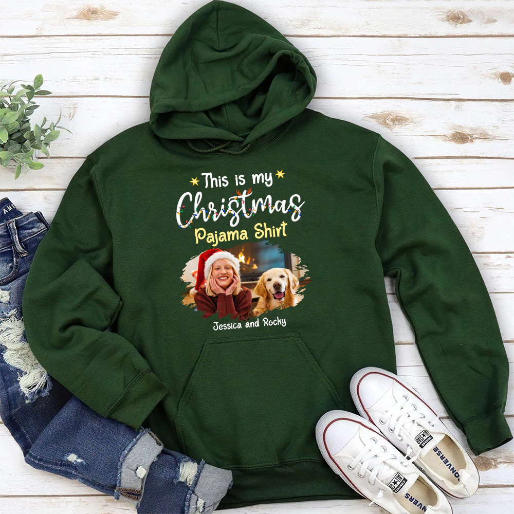 Pawjama Shirt Cartoon Christmas Photo - Personalized Custom Hoodie - Image 4
