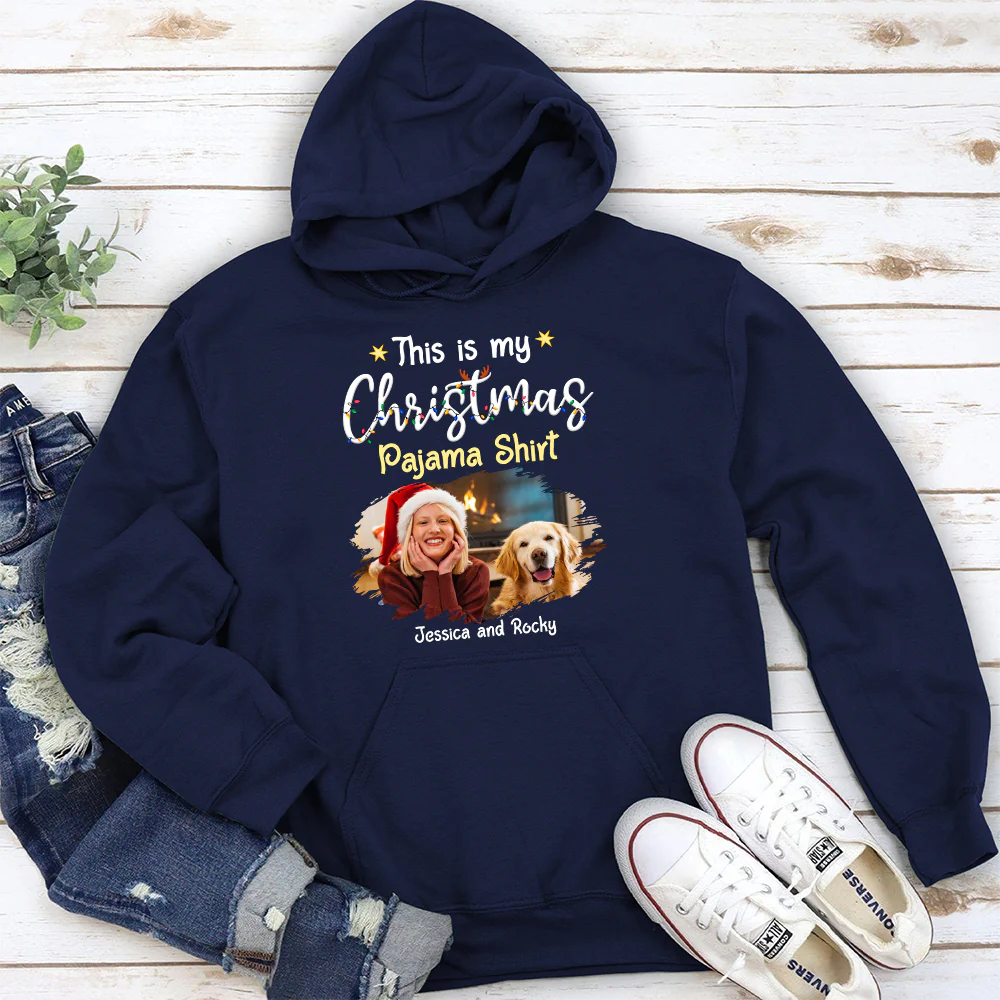 Pawjama Shirt Cartoon Christmas Photo - Personalized Custom Hoodie - Image 5