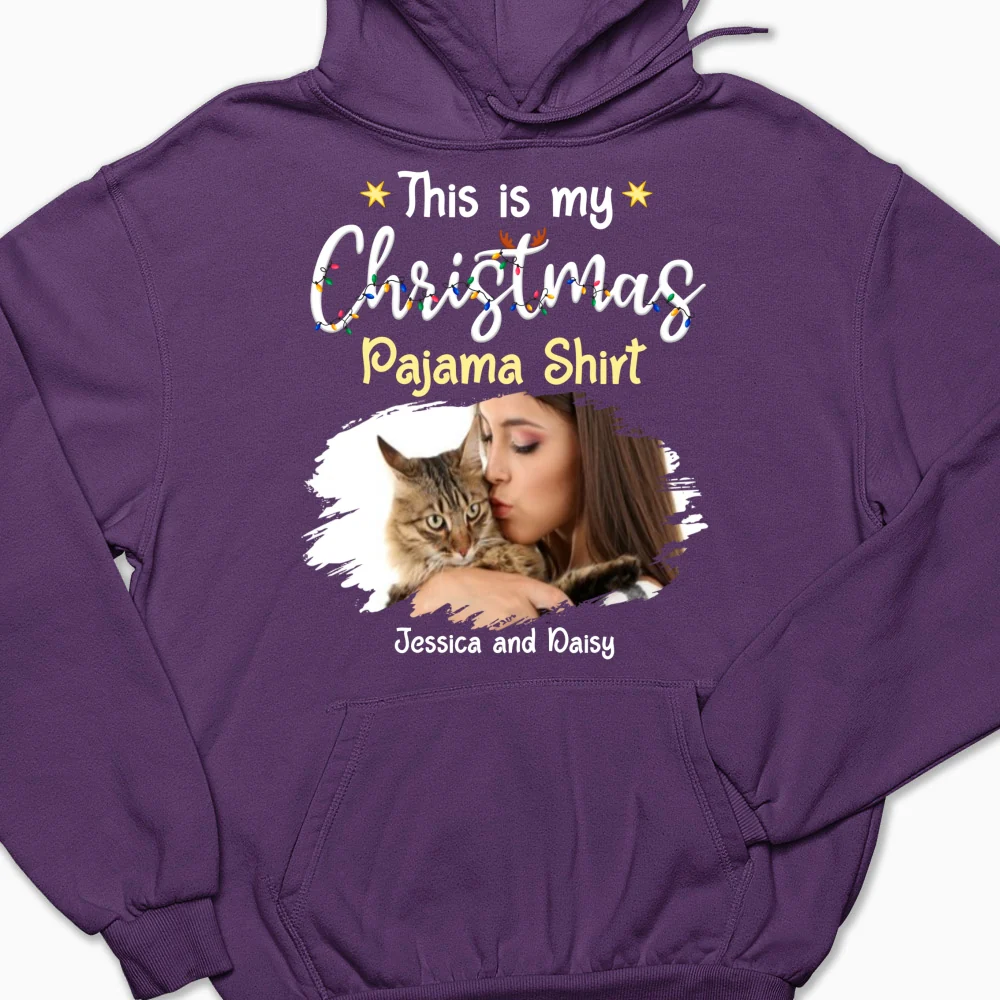 Pawjama Shirt Cartoon Christmas Photo - Personalized Custom Hoodie - Image 9