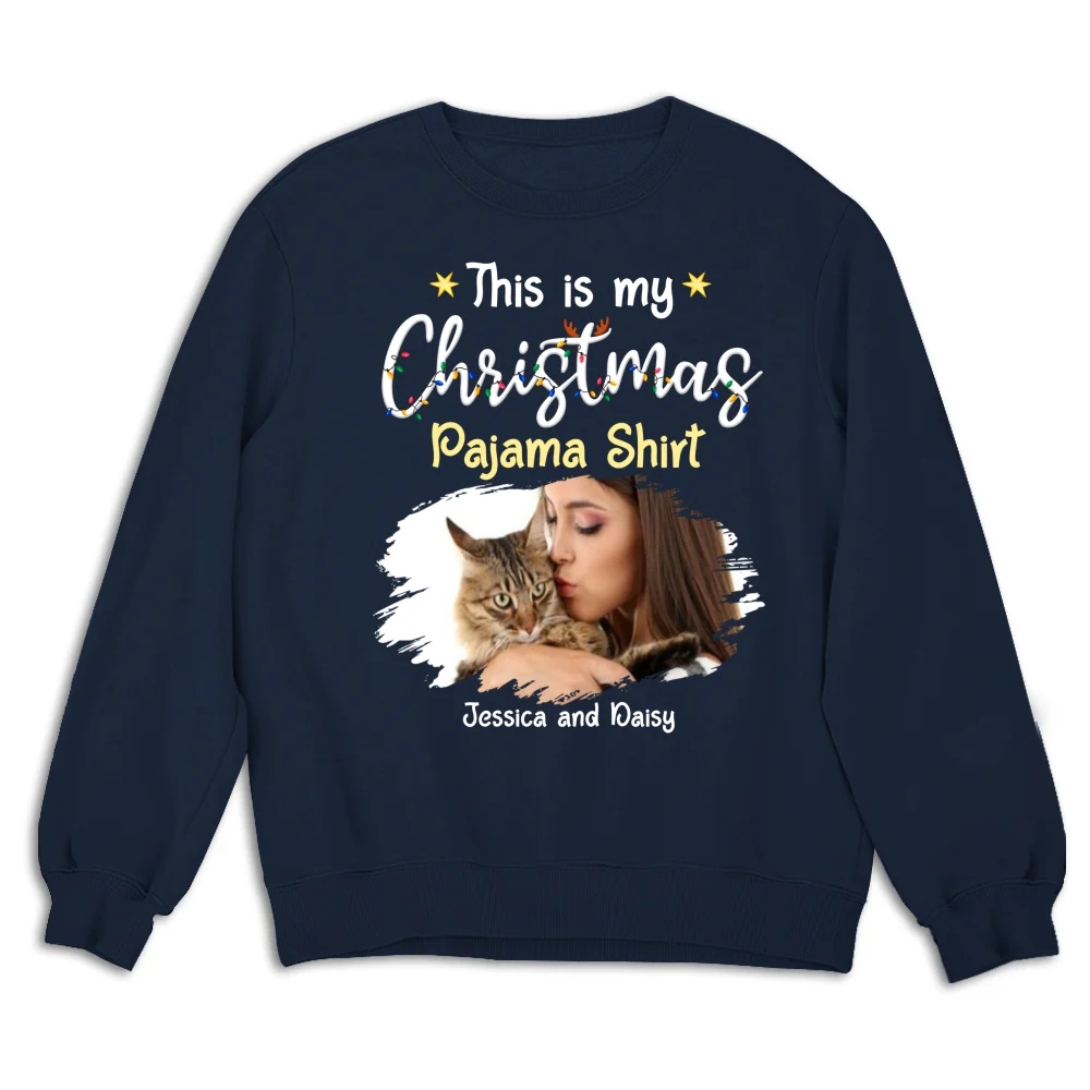 Pawjama Shirt Cartoon Christmas Photo - Personalized Custom Sweatshirt - Image 7