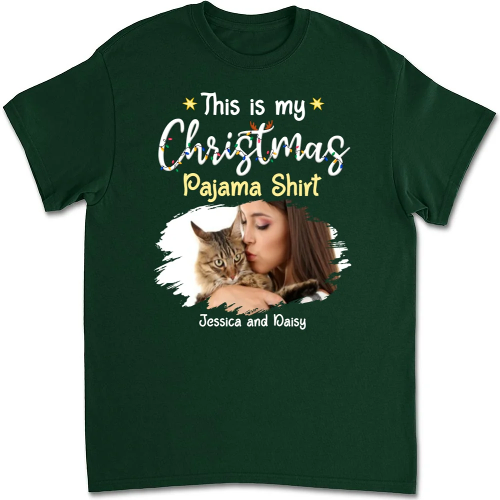 Pawjama Shirt Cartoon Christmas Photo - Personalized Custom Unisex T-shirt - Image 8
