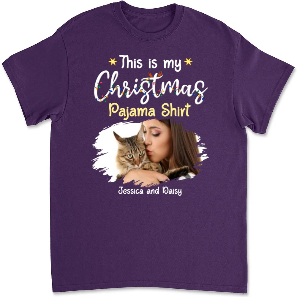 Pawjama Shirt Cartoon Christmas Photo - Personalized Custom Unisex T-shirt - Image 9