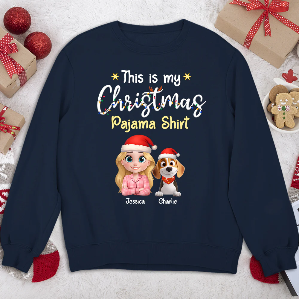 Pawjama Shirt Cartoon Christmas Ver 2 - Personalized Custom Sweatshirt - Image 2