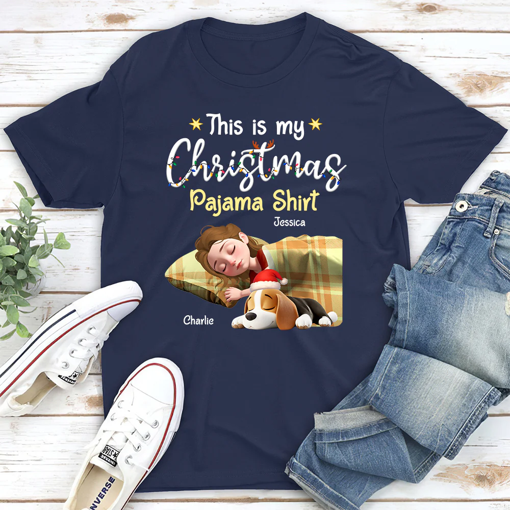Pawjama Shirt Cartoon Christmas Ver 3 - Personalized Custom Unisex T-Shirt - Image 2