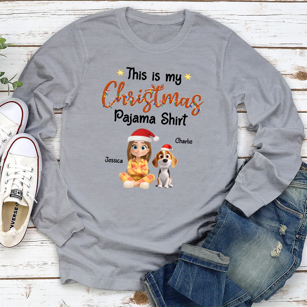 Pawjama Shirt Cartoon Christmas Ver Bright - Personalized Custom Long Sleeve T-shirt - Image 2