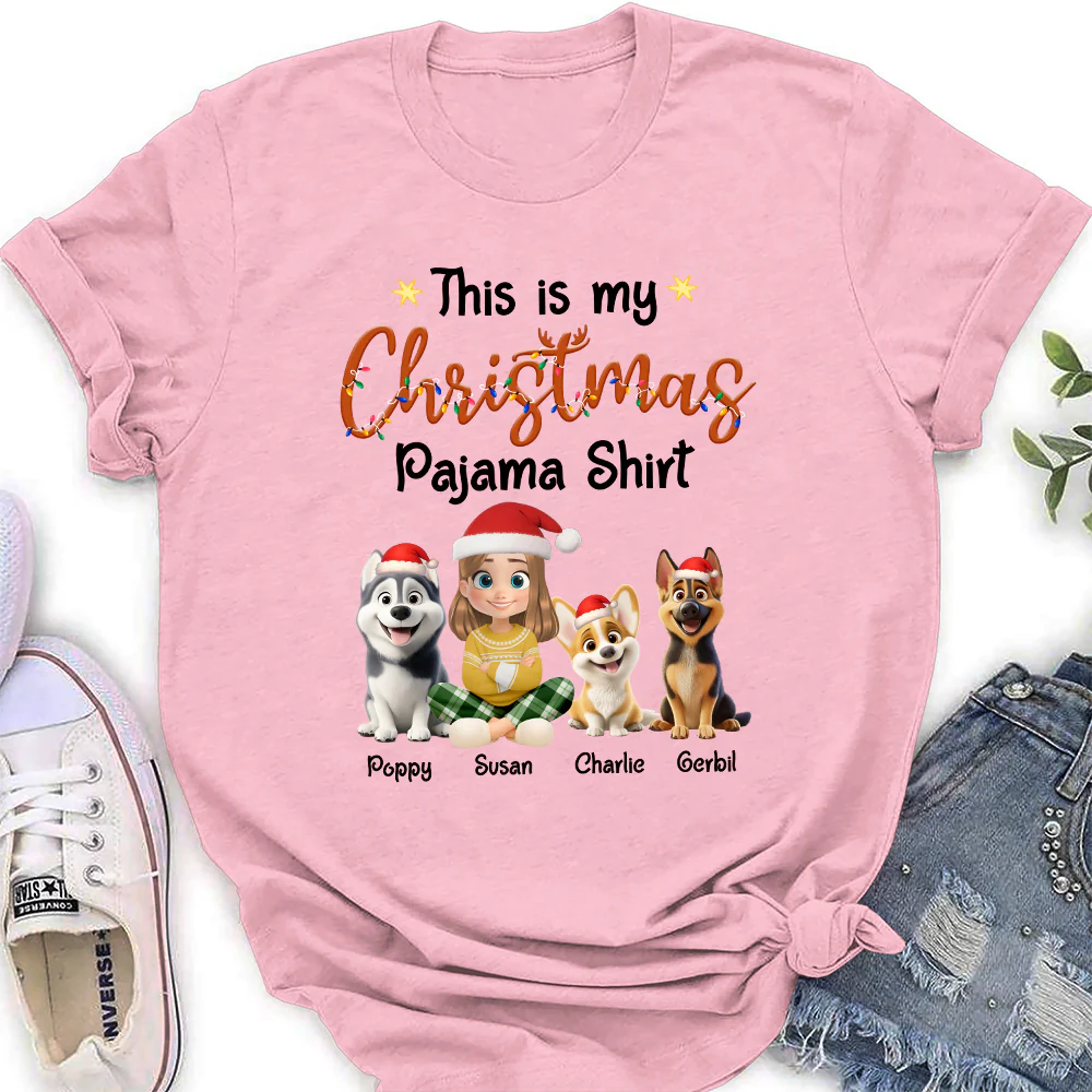 Pawjama Shirt Cartoon Christmas Ver Bright - Personalized Custom Women's T-shirt - Image 3