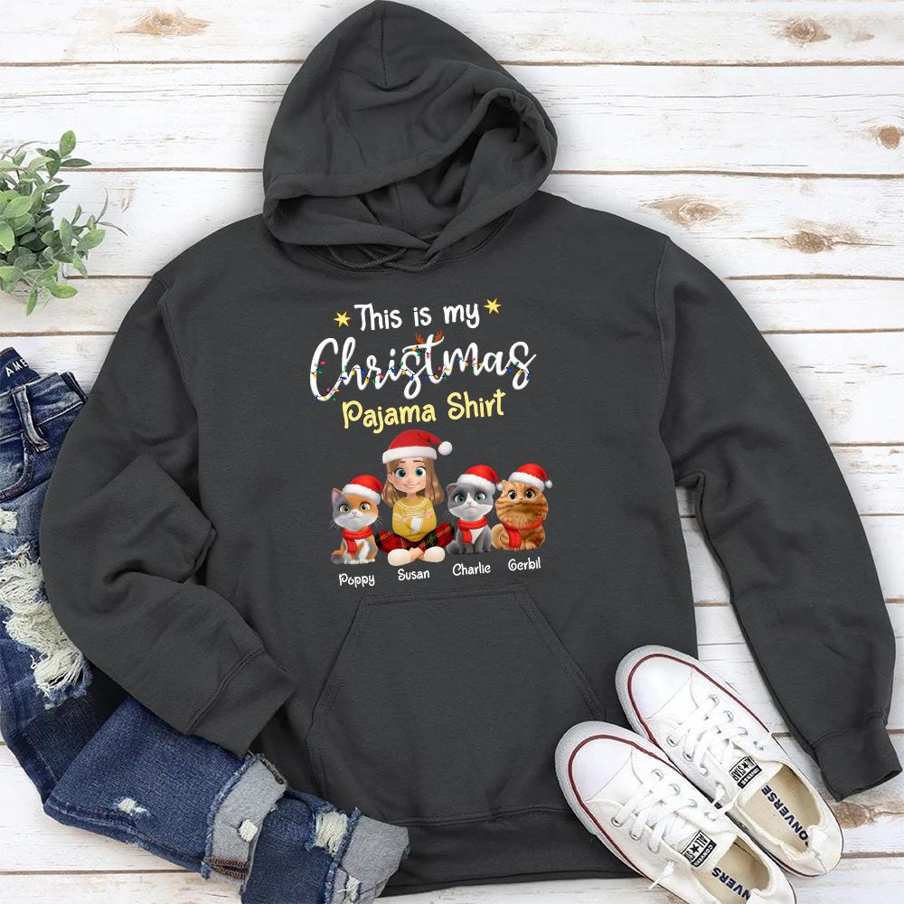 Pawjama Shirt Cartoon Christmas Ver Cat - Personalized Custom Hoodie - Image 4