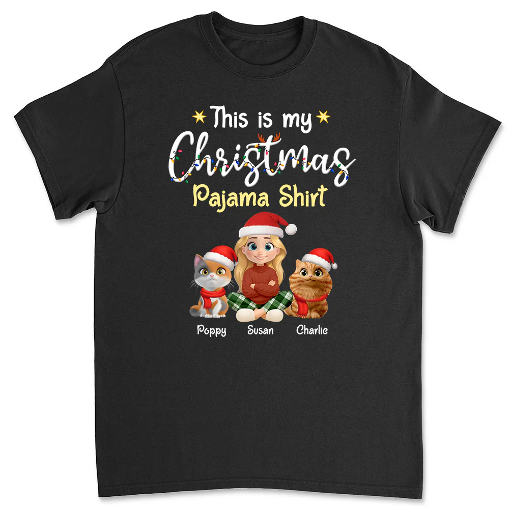 Pawjama Shirt Cartoon Christmas Ver Cat - Personalized Custom Unisex T-shirt