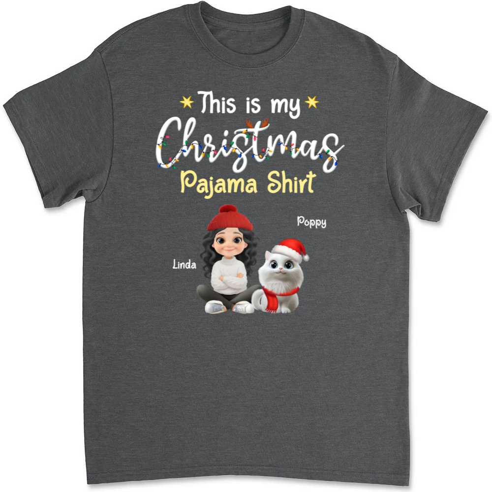 Pawjama Shirt Cartoon Christmas Ver Cat - Personalized Custom Unisex T-shirt - Image 10
